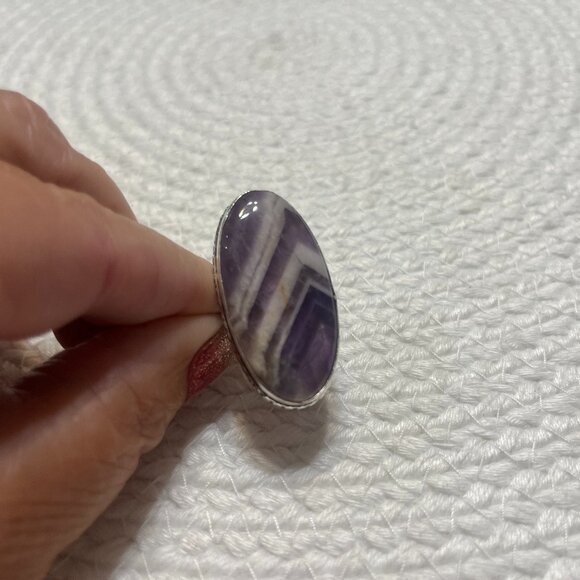 Beautiful CHEVRON AMETHYST Handmade Sterling 925 Ring Size 8.5 #662D - Picture 1 of 3